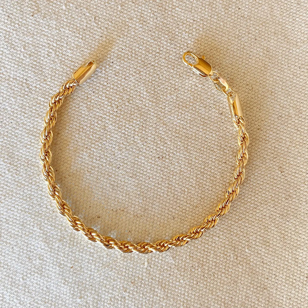 18k Gold Filled 4mm Rope Bracelet